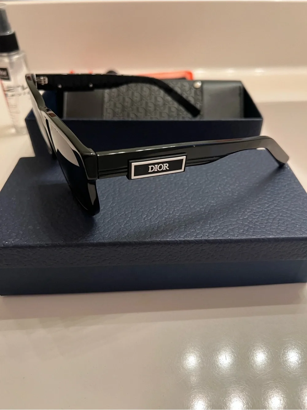 Dior Black Square Frame Sunglasses with Dark Gray Lenses